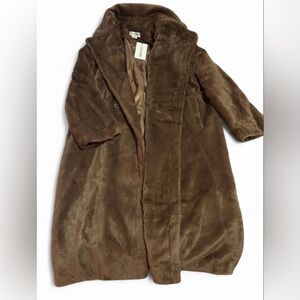Noize Earthy Brown Vegan Faux Fur Jacket